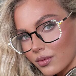 Laureles Women's Geometric Photochromic prescription +2.00 jeweled glasses
